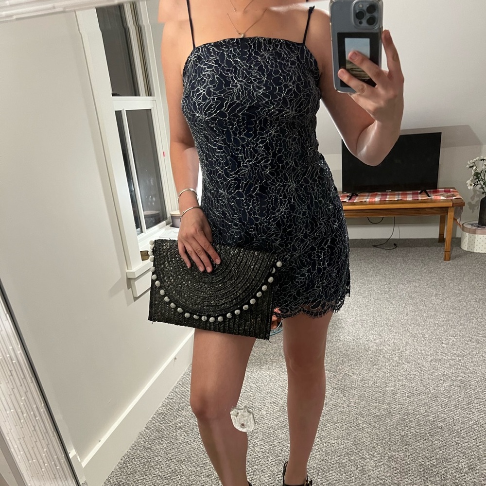 Navy lace sparkle dress
